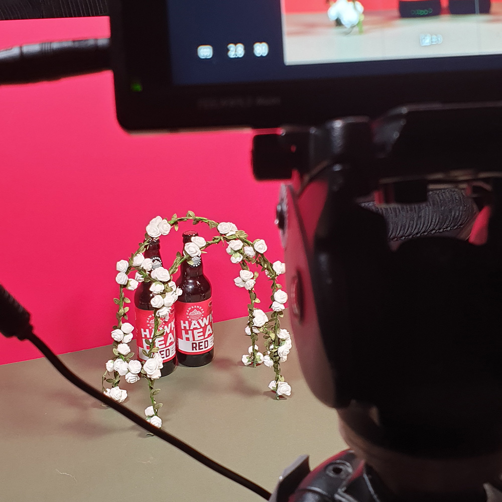 Behind the scenes at a stop motion videography shoot in Southport for a drinks company from Liverpool.