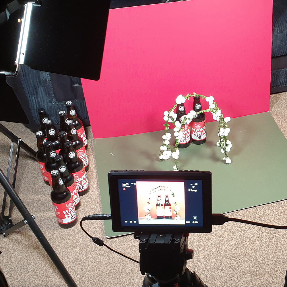 Behind the scenes at a stop motion videography shoot in Southport for a drinks company from Liverpool.