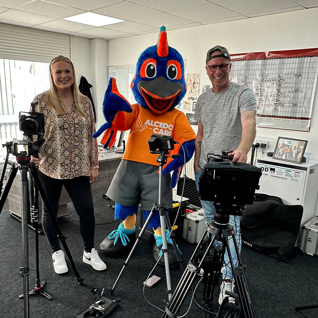 The Surfr Media videography crew set up an interview scenario at a care industry office in Manchester