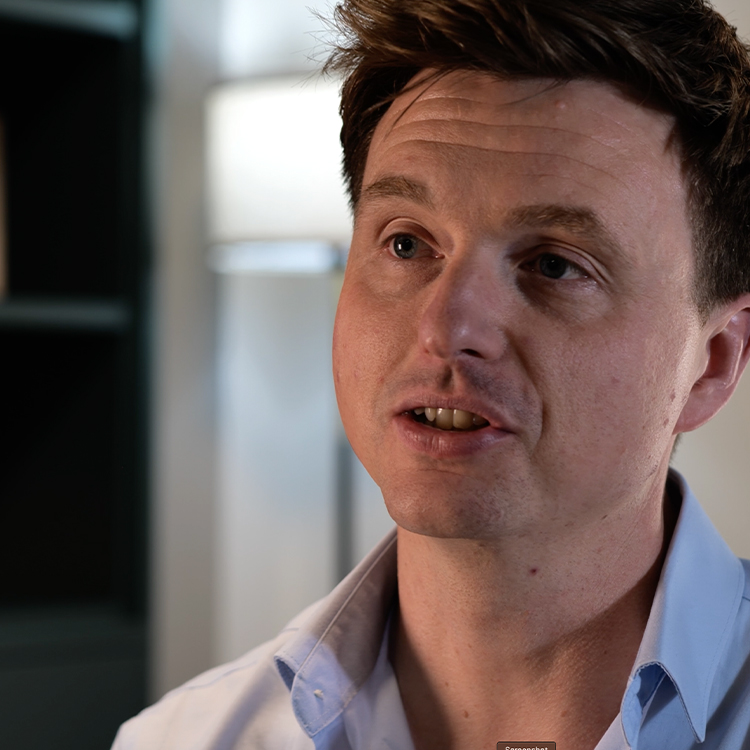 A teacher speaks to camera for a testimonial video as part of a production of case study videos for Tandem Consultancy in London.
