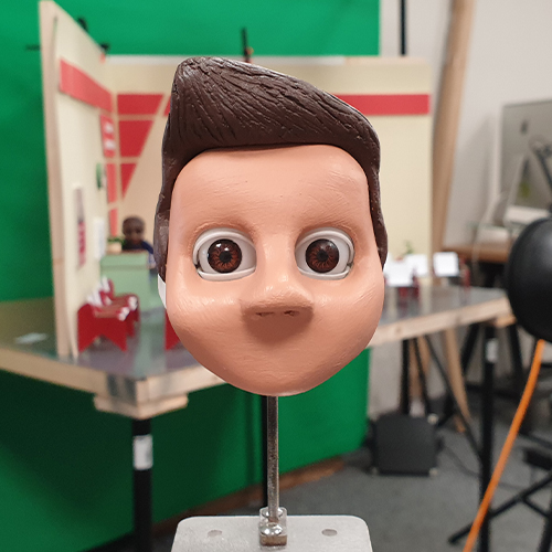 Handmade stop motion puppet characters created for inclusive healthcare accessibility animation campaign.