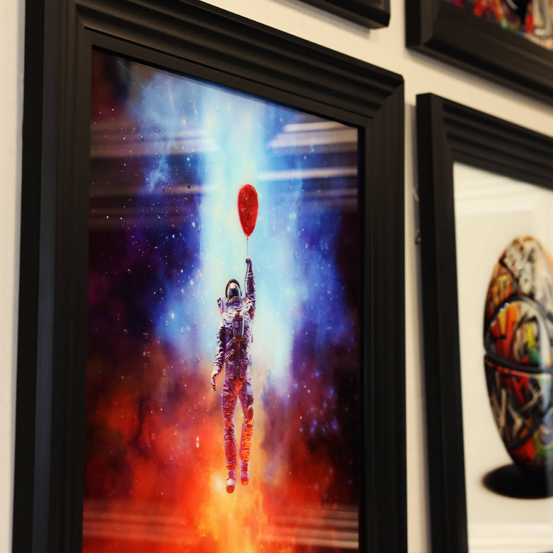 Liquid art hanging on the wall at Surfr Media Studio in Southport.