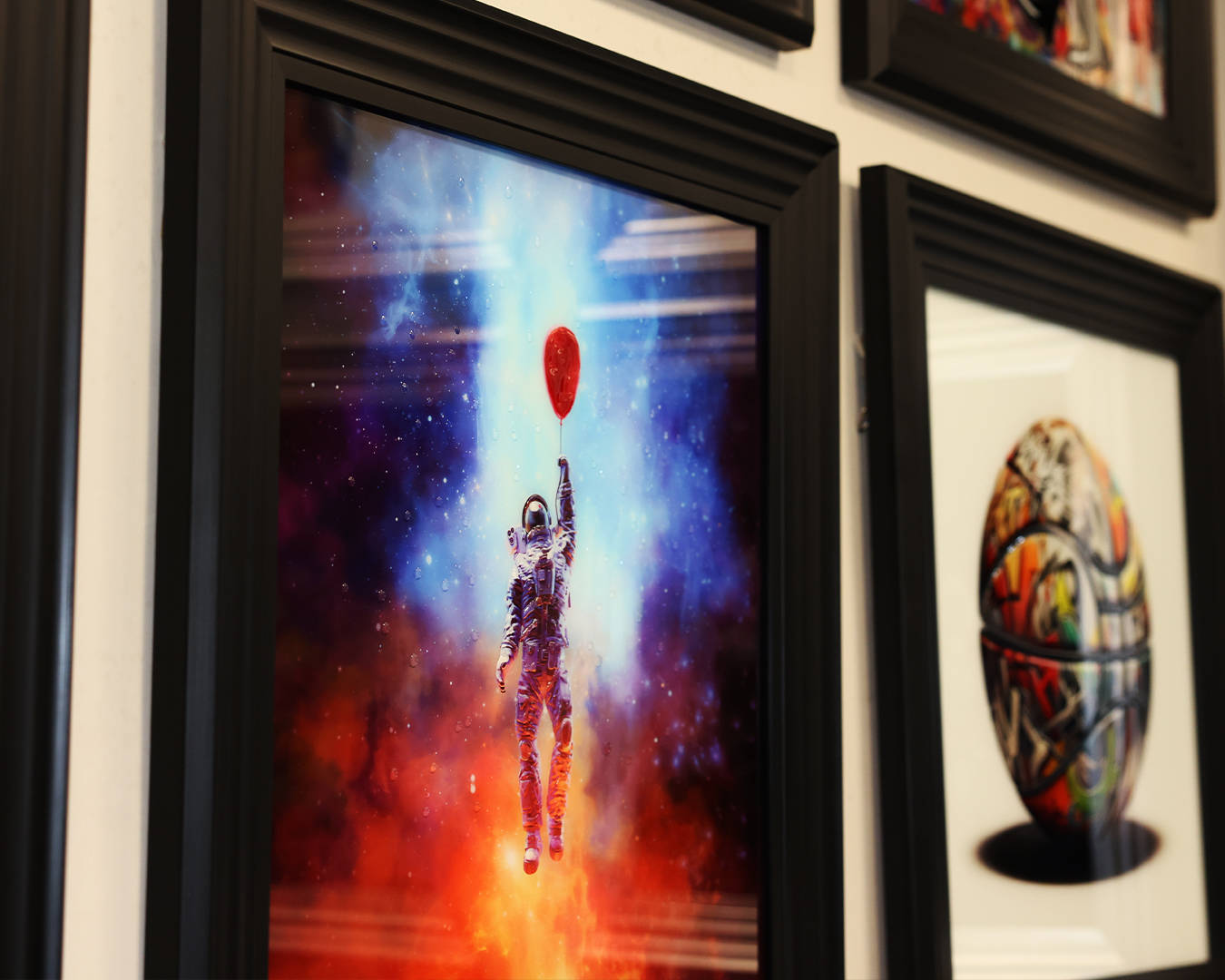 Liquid art hanging on the wall at Surfr Media Studio in Southport.