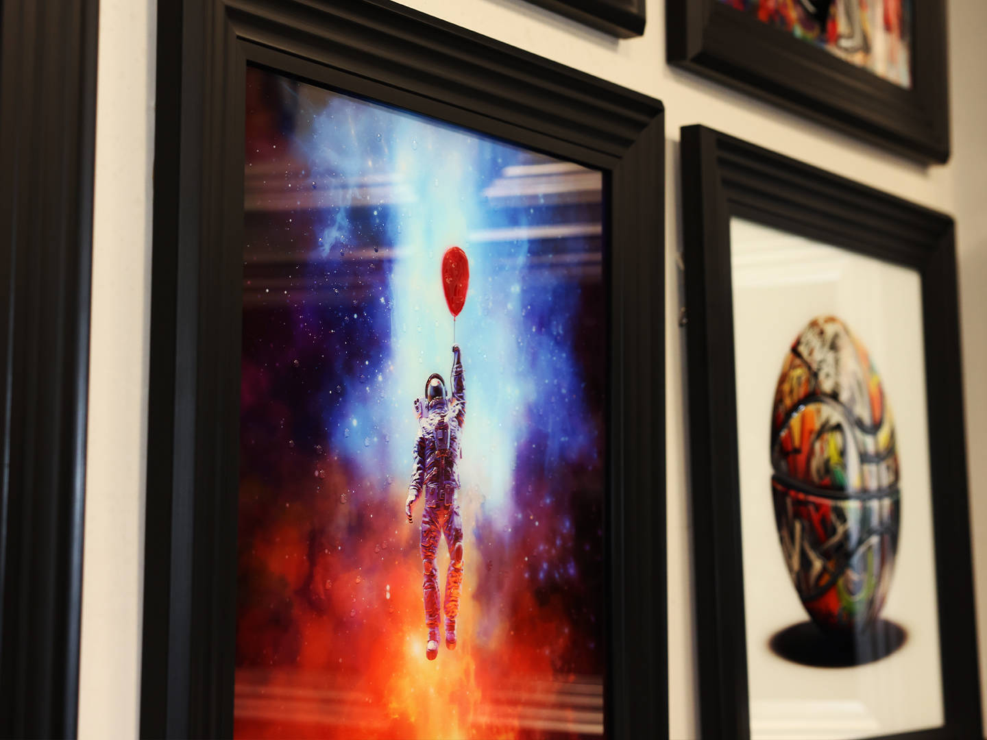Liquid art hanging on the wall at Surfr Media Studio in Southport.