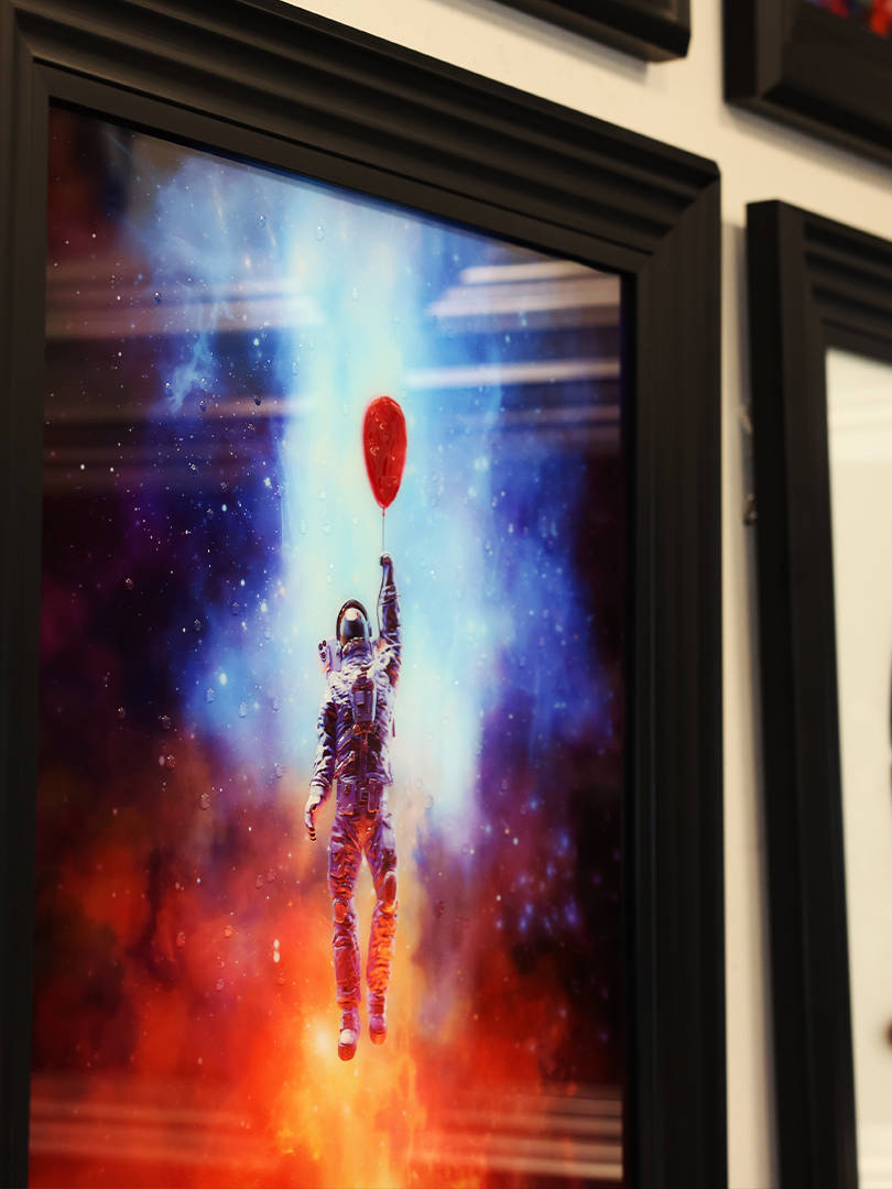 Liquid art hanging on the wall at Surfr Media Studio in Southport.