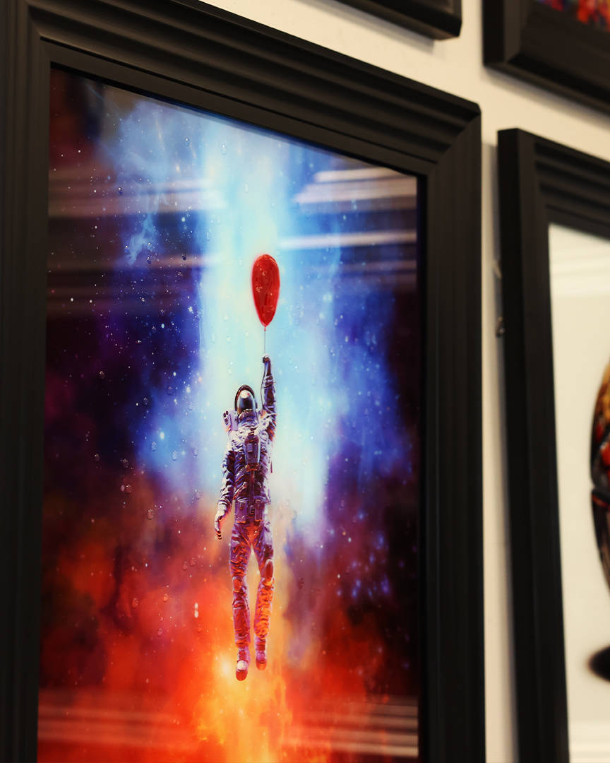 Liquid art hanging on the wall at Surfr Media Studio in Southport.