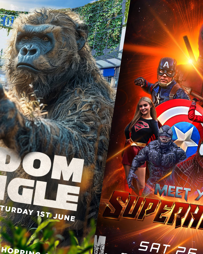 Event posters designed by Surfr Media for live events in Wrexham, Cheshire.