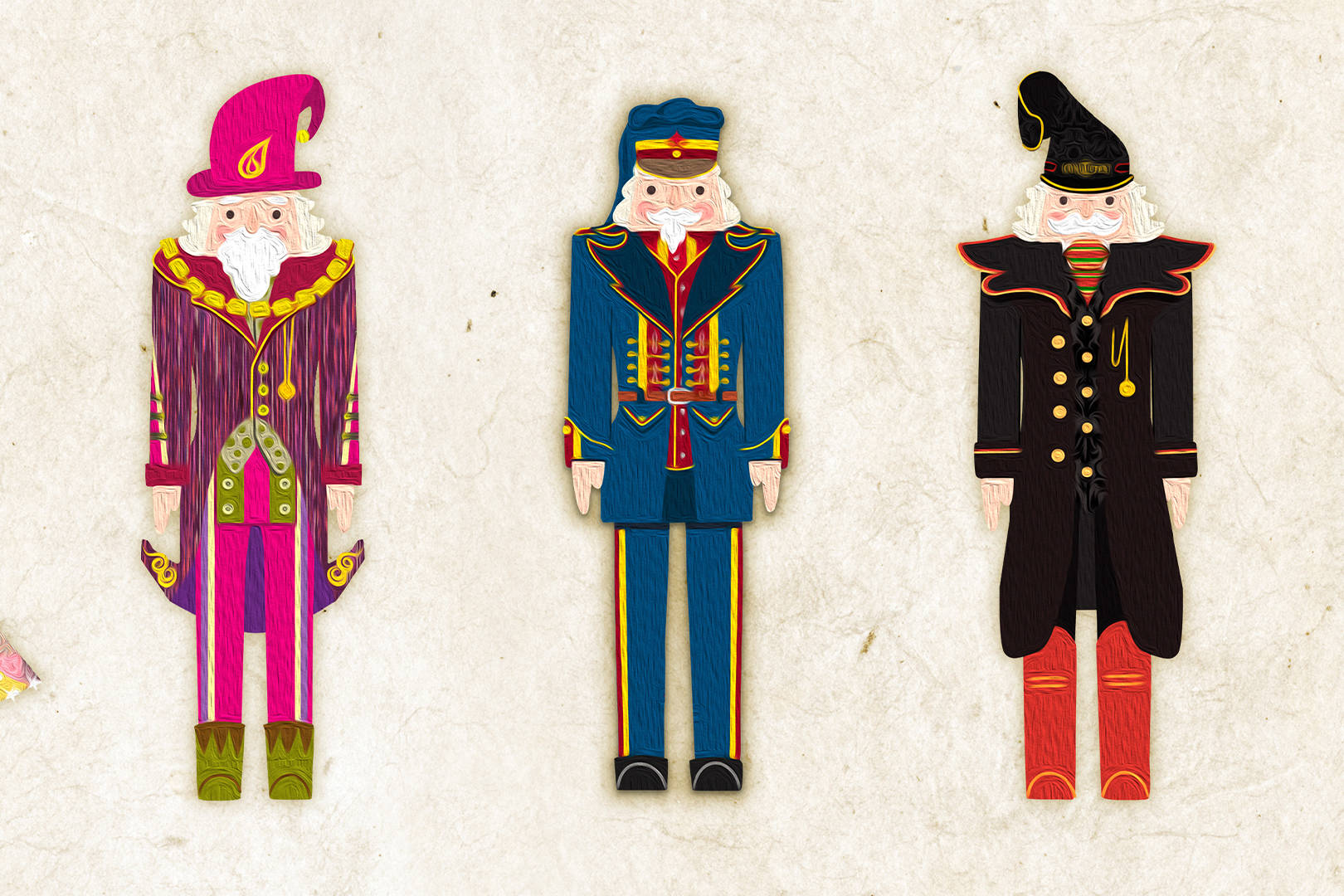 A selection of characters designed for a Christmas event in Liverpool by Surfr Media.
