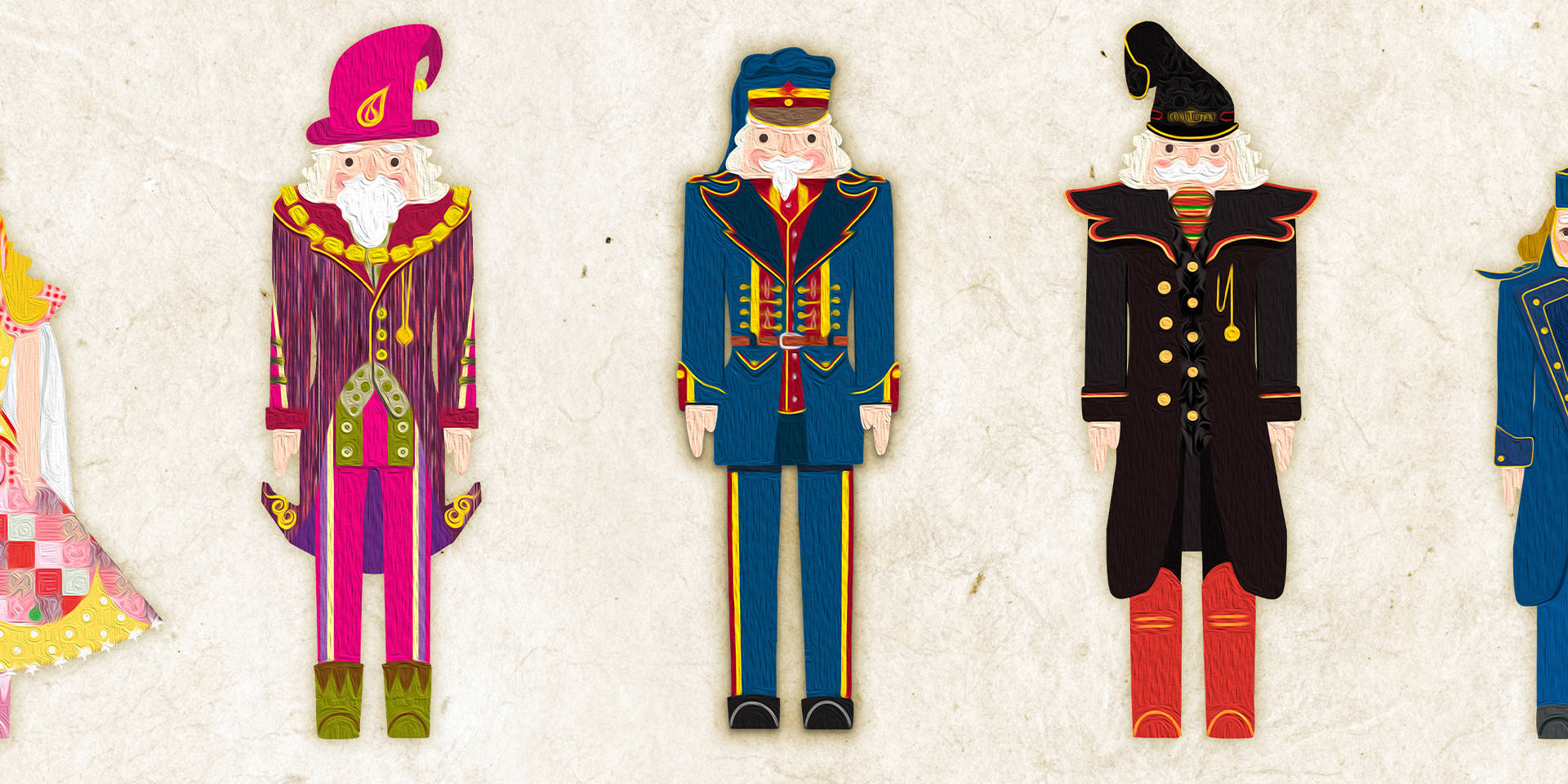 A selection of characters designed for a Christmas event in Liverpool by Surfr Media.