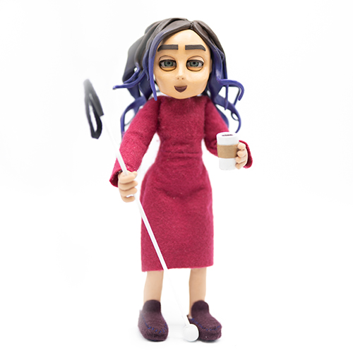 Diverse collection of stop motion puppet characters, including Sassy Wyatt, created for accessibility awareness campaign.