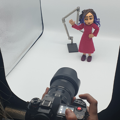 Diverse collection of stop motion puppet characters created for accessibility awareness campaign.