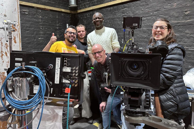 Matt Bell and other members of a production crew at the London Film School
