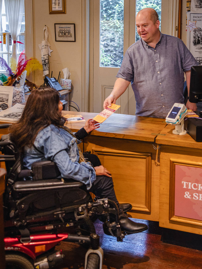 Tanvi Vyas purchases a ticket at a museum in Ramsgate