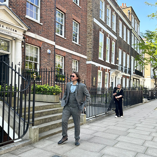 Videographer Rachel Airey filming content in London
