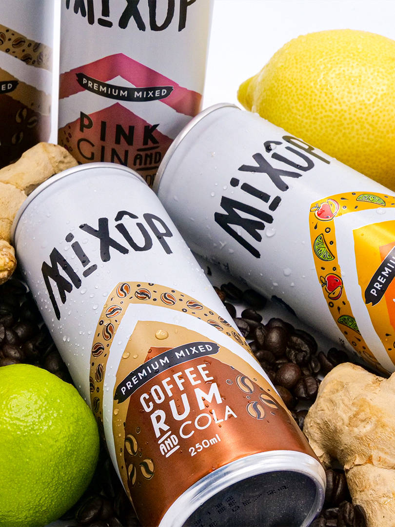A selection of MixUp drink products photographed by Surfr in Southport