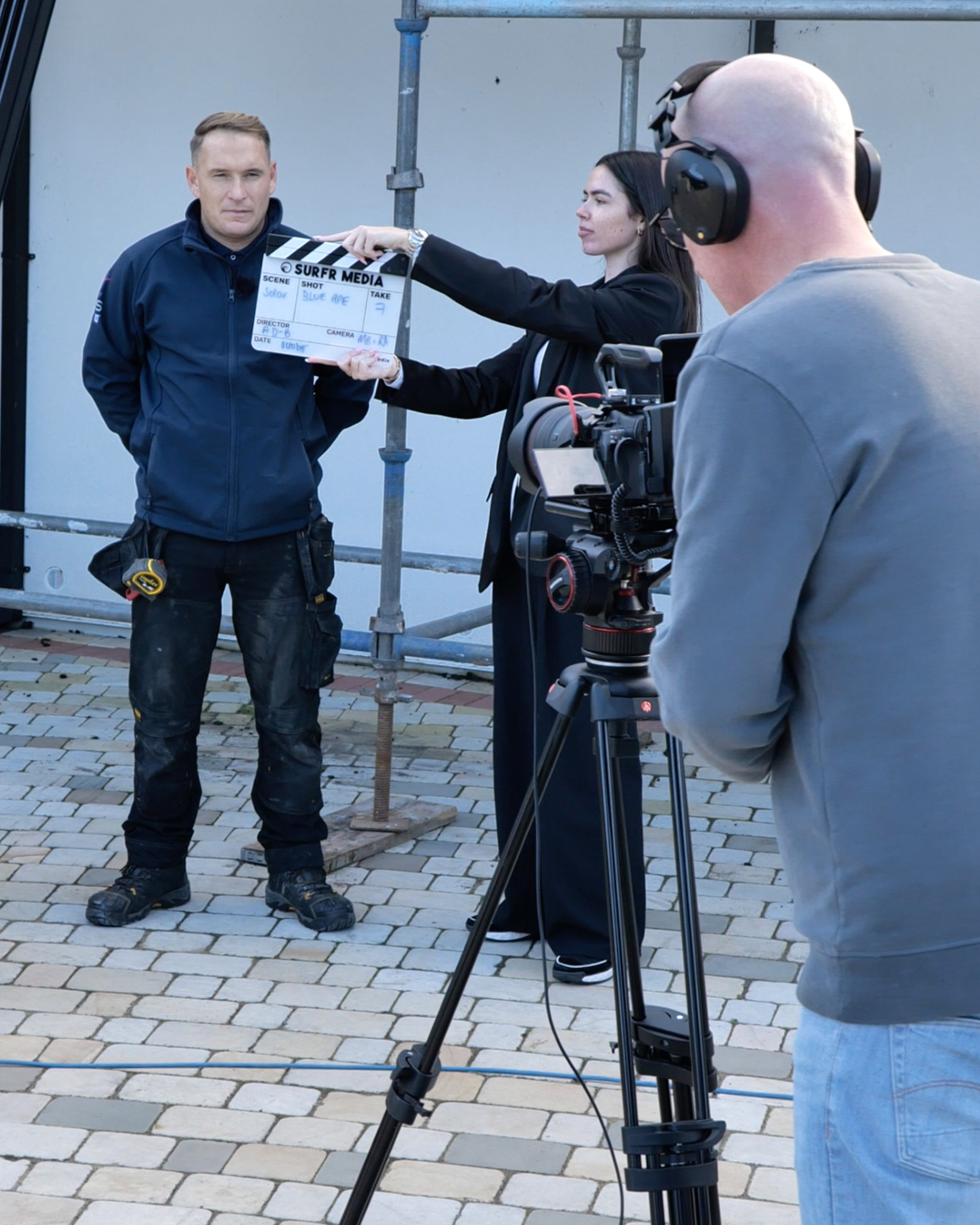 The Surfr production team on location in Formby filming for Blue Ape Renewables