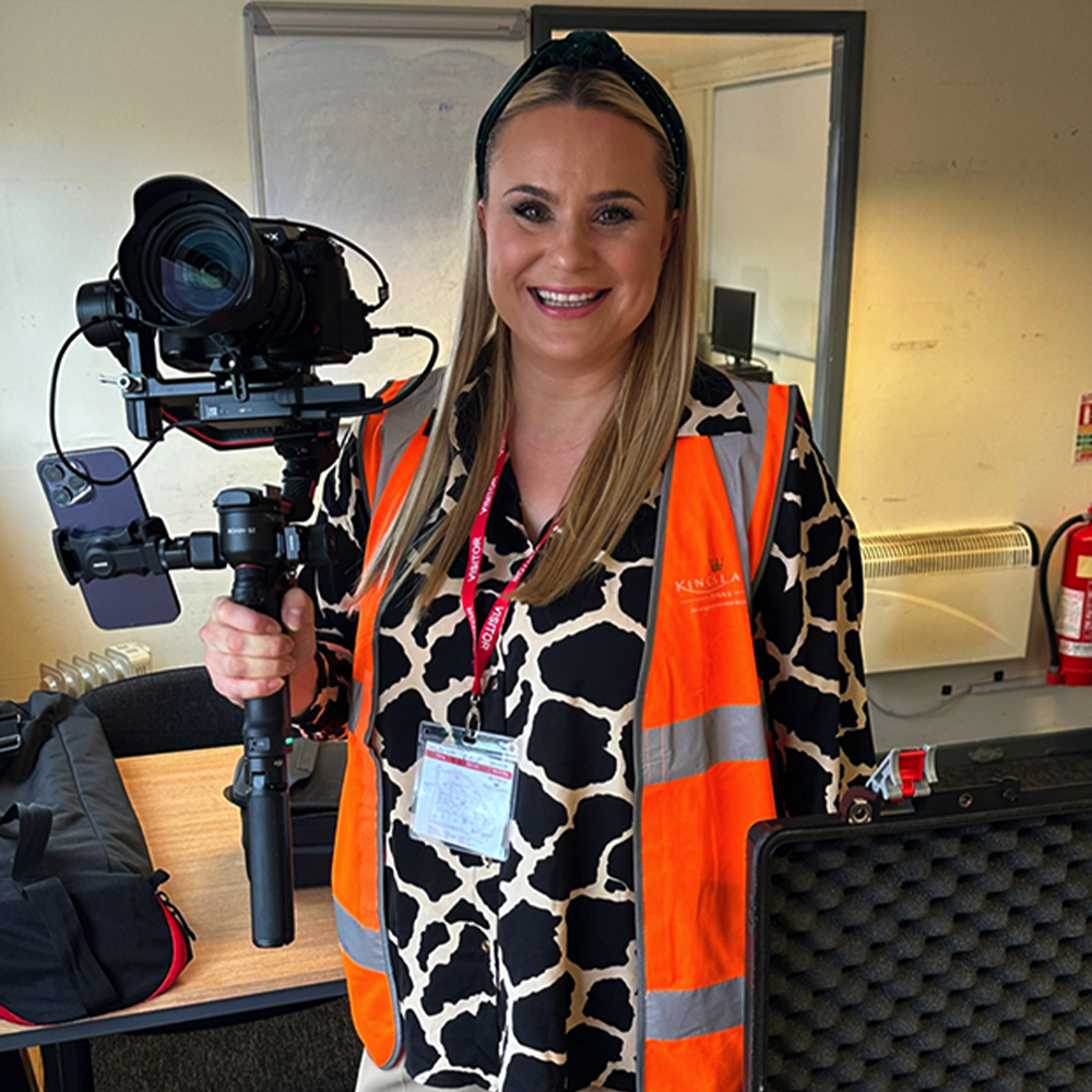 Videographer and photographer Rachel Airey on a shoot in Manchester
