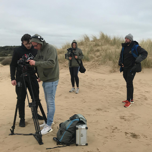 Southport video production company Surfr on location on Formby beach