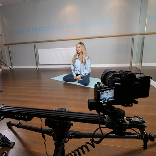 The Surfr Team filming a series of videos for a Video on Demand App in a Yoga Studio in Southport