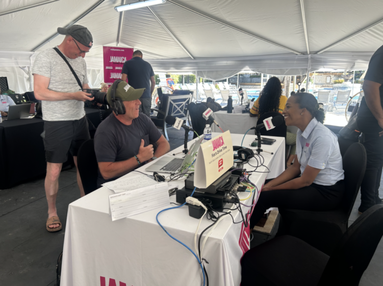 Southport videographer Matt Bell films a live radio broadcast in Jamaica with Dr Fox.
