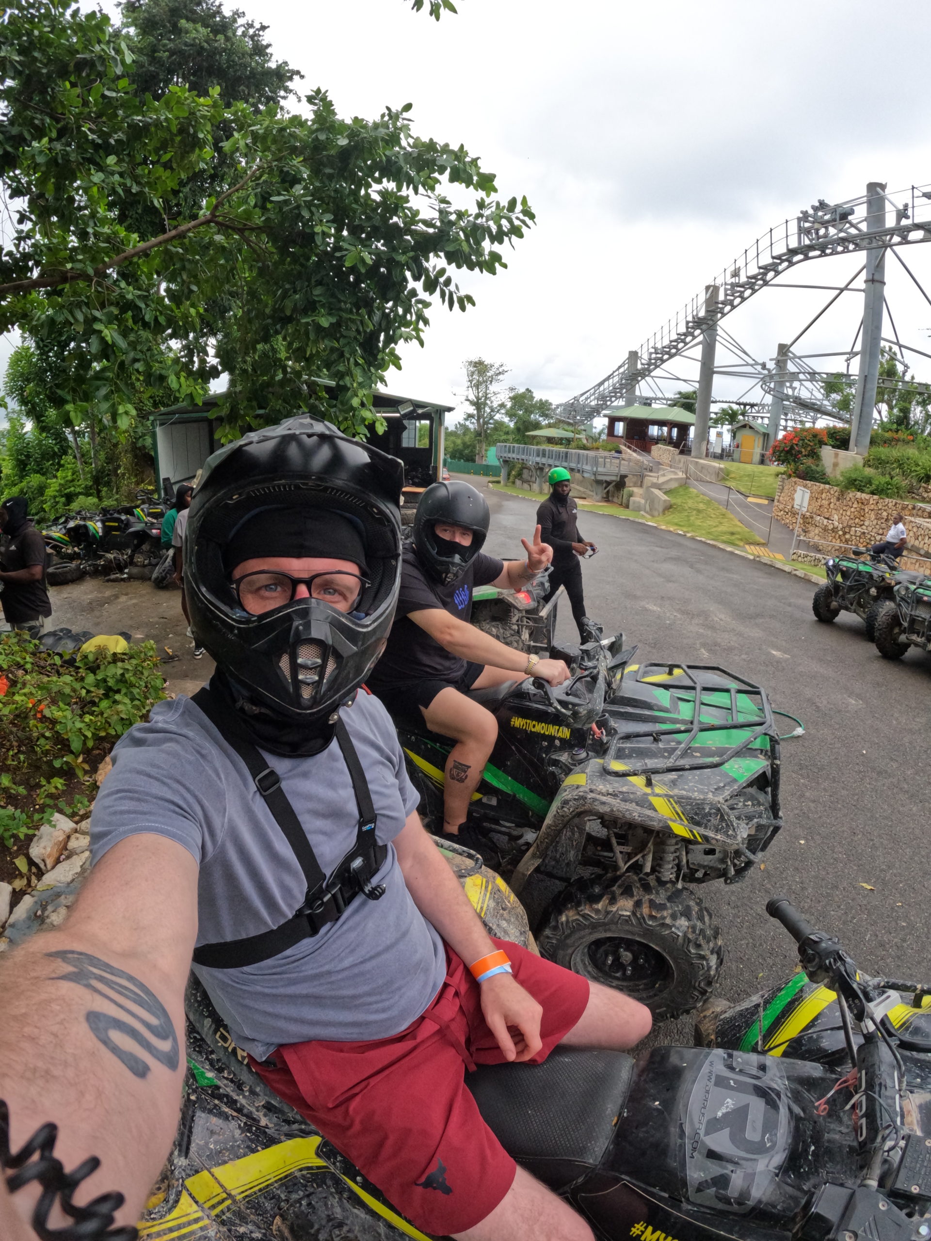 Southport videographer Matt Bell and radio presenter Baz Todd get set for a content shoot on quad bikes in Jamaica.